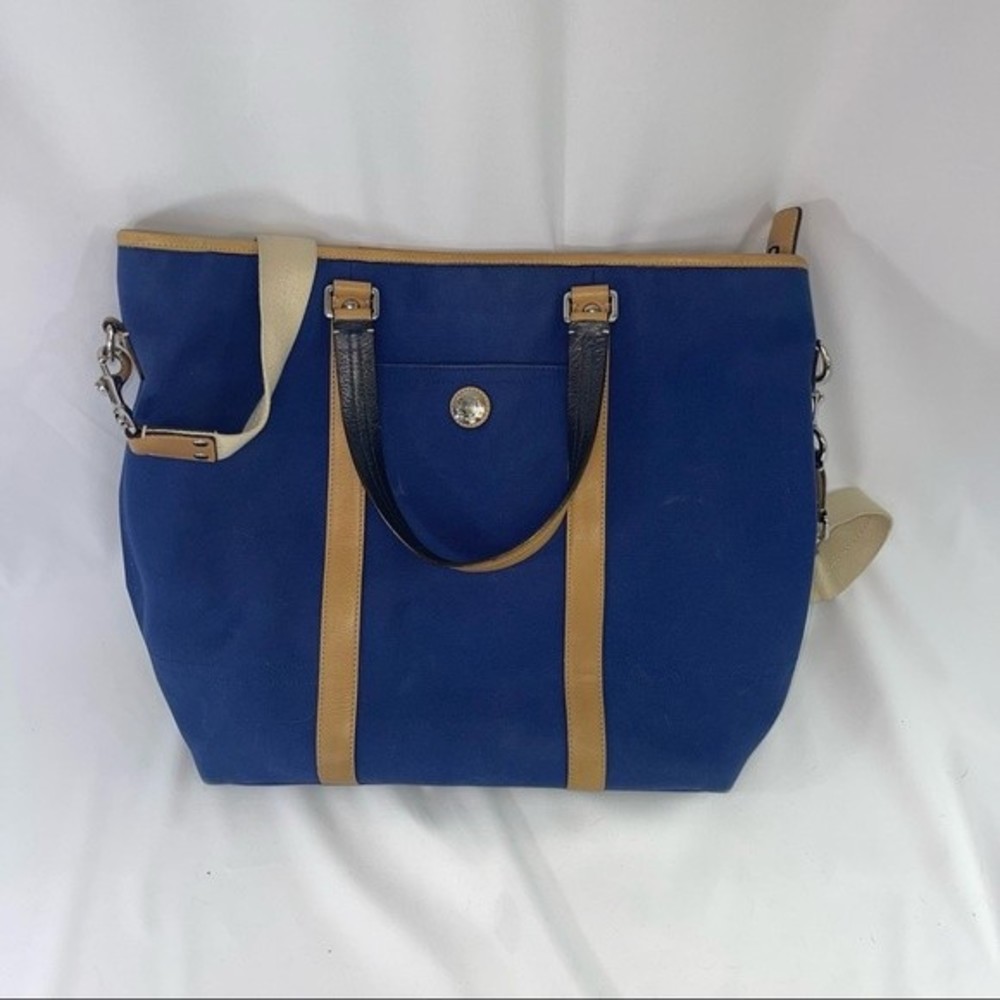 Coach Blue Canvas Laptop Bag Messenger Bag Large